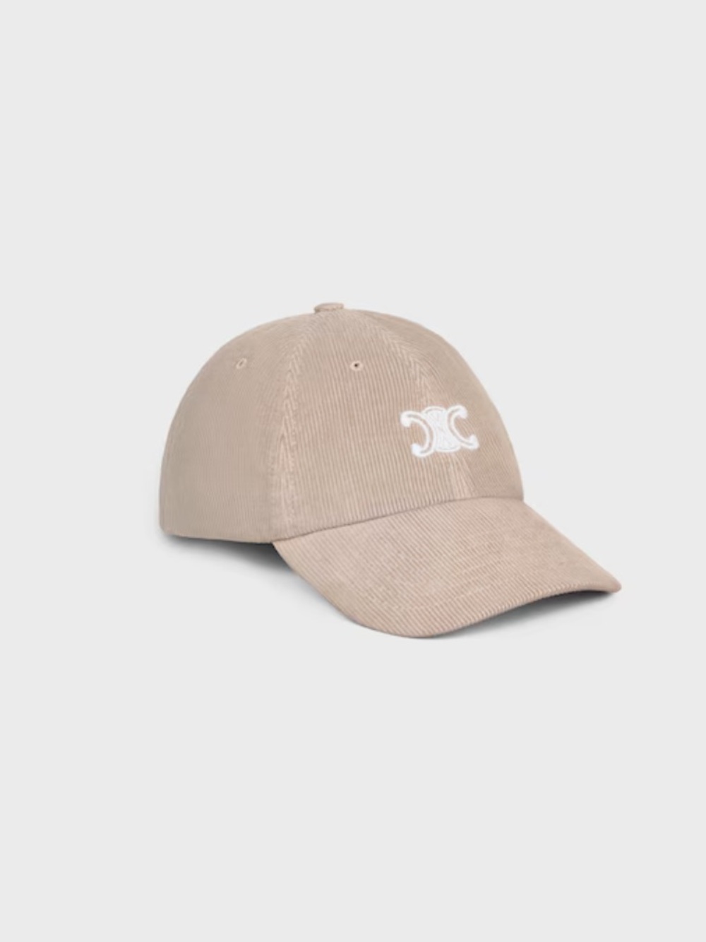 Celine Corduroy Vivienne Cap in Light Grey with White Logo